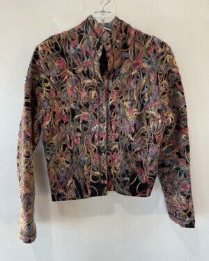 Vintage CANVASBACKS Blazer Medium Colorful Wool Boho Abstract Art-to-Wear Mohair